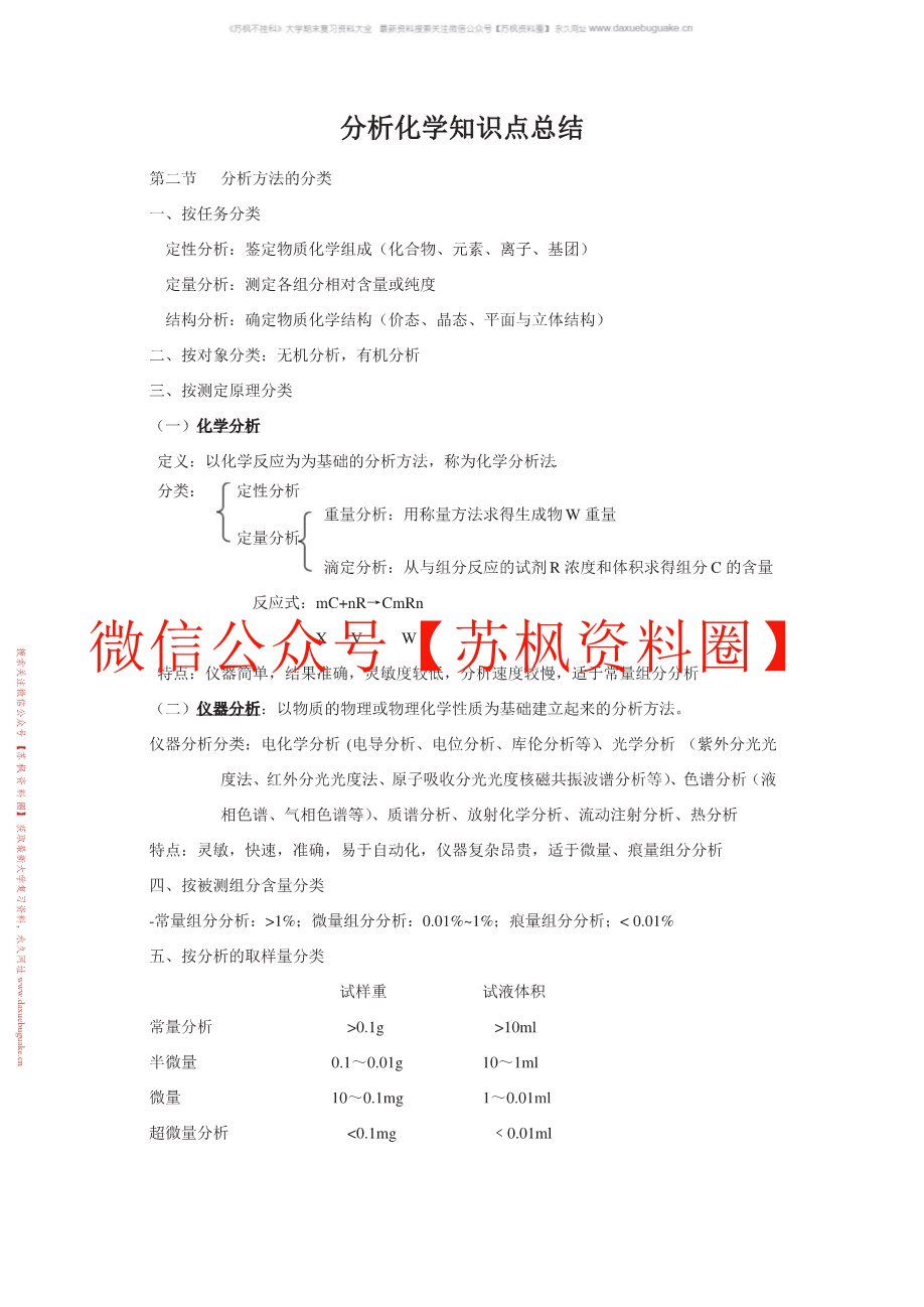 分析化学补充